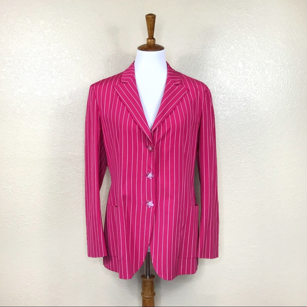 Moschino Cheap & Chic Daisy Button Striped Pink Blazer Size 12